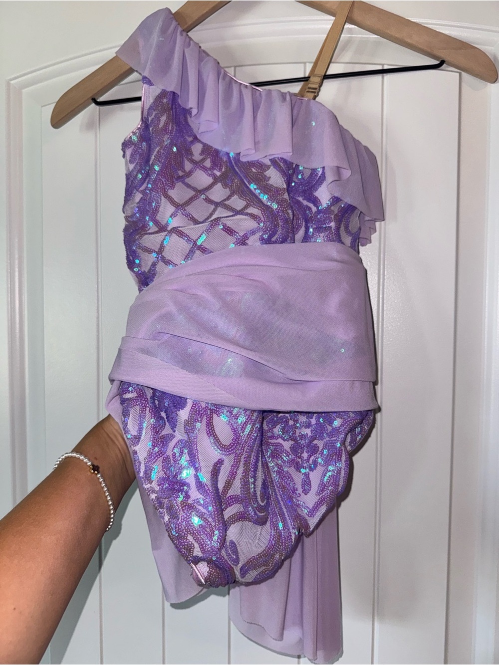 Revolution Dancewear Lilac Sequin One Shoulder Dance Costume MC - Picture 3 of 9